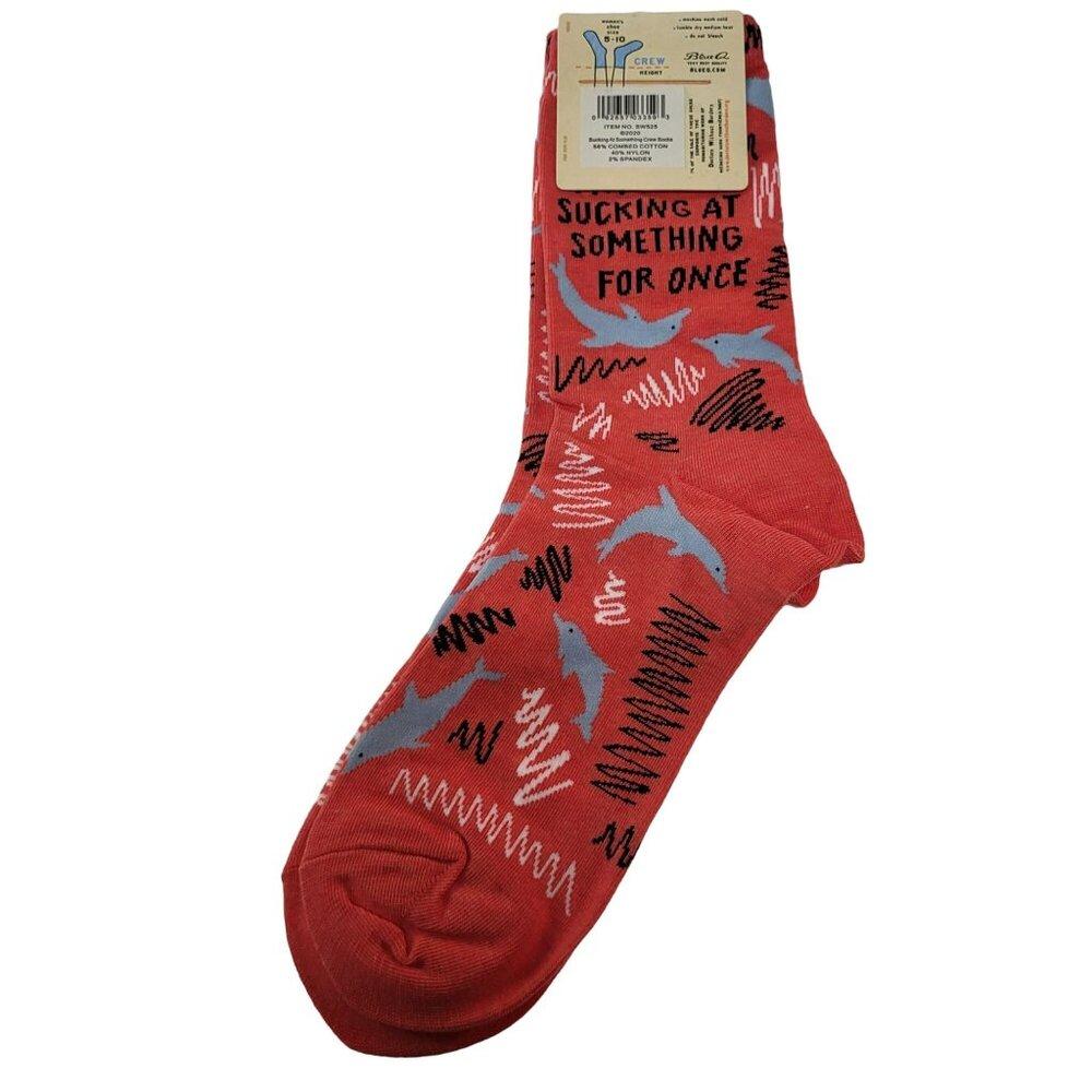 Blue Q Try Sucking At Something For Once Crew Socks Dolphins Women's Size 5-10